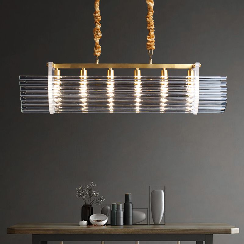 Modern Style Island Light Clear Glass Hanging Light for Dining Room