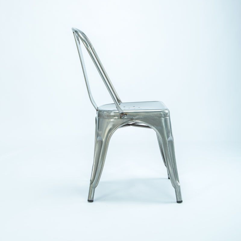 Industrial Dining Chair Slat Back Chair with 4 Metal Legs for Home Use