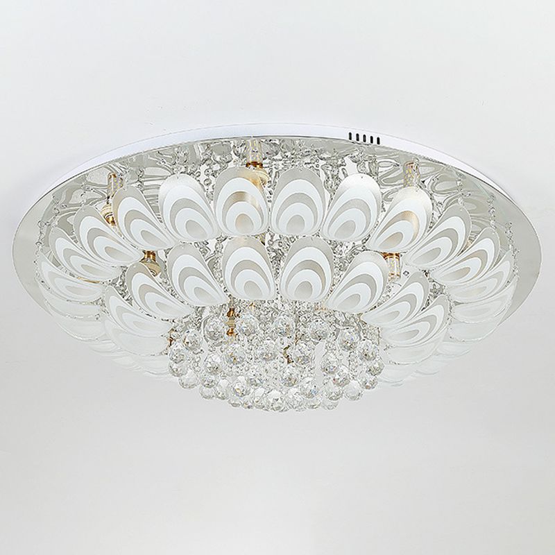 5/8/14-Light Modernism Golden Finish Flush Mount Lighting Round LED Ceiling Light