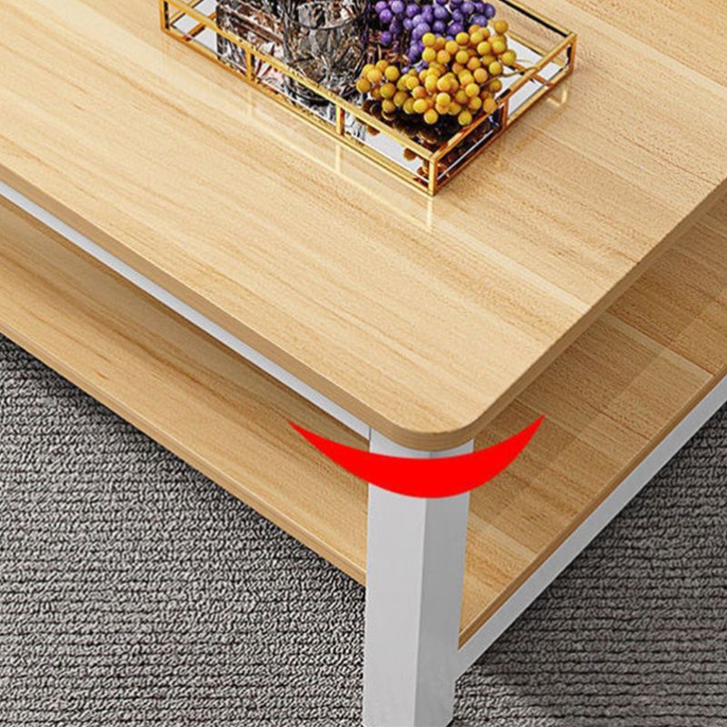 Round Wooden Coffee or End Table Iron Pedestal Base with Storage