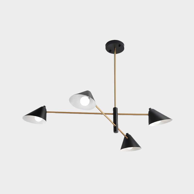 Cono nero ombra lampadina il lampadario 4/6/8 luci lampada sospesa in metallo contemporaneo per salotto