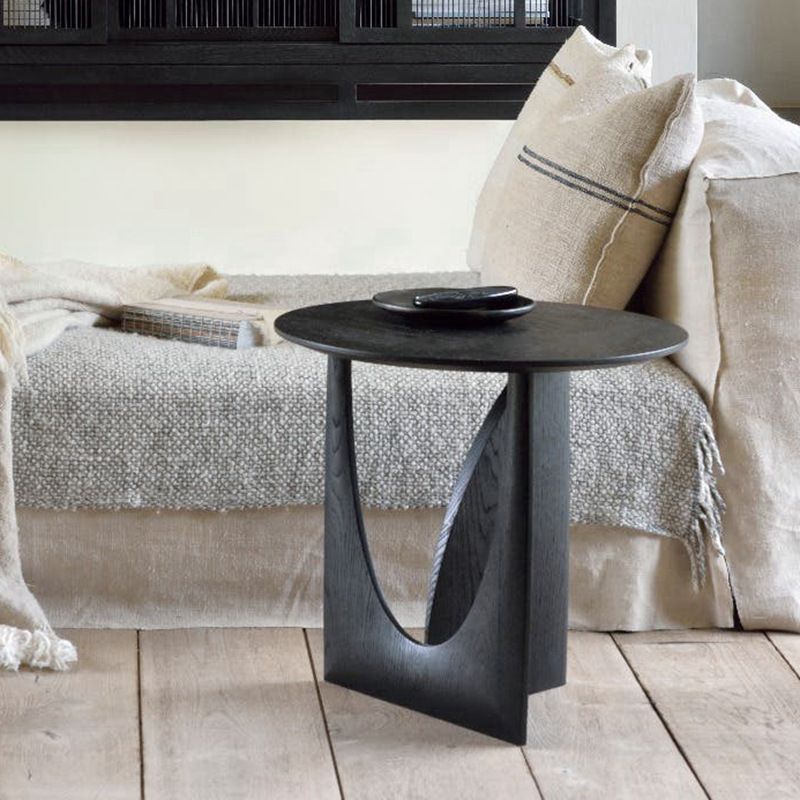 Scandinavian End Table Solid Wood Abstract Round Living Room Side Table
