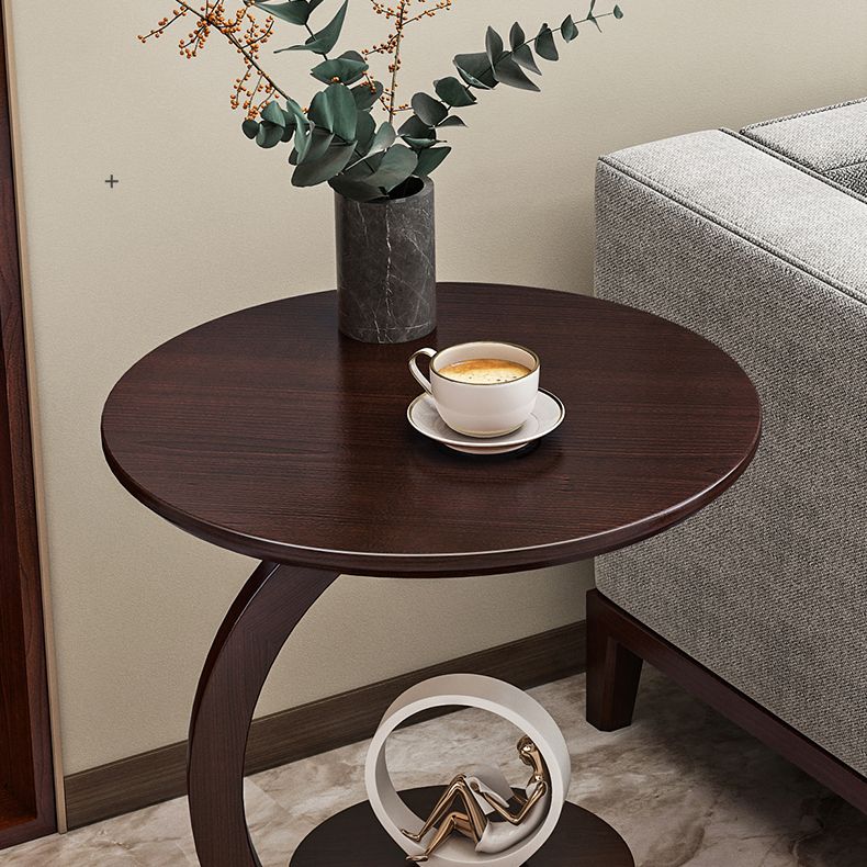 23.6" Tall Scandinavian Style Side End Table Wooden Round Sofa Side Accent Table