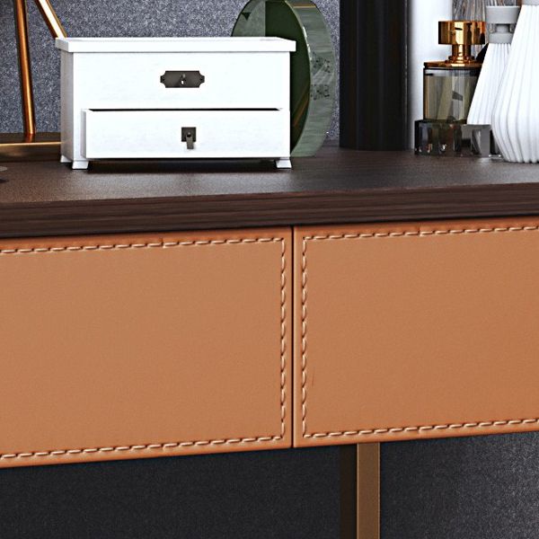 Glam Bedroom Makeup Vanity Desk Faux Leather Vanity Dressing Table