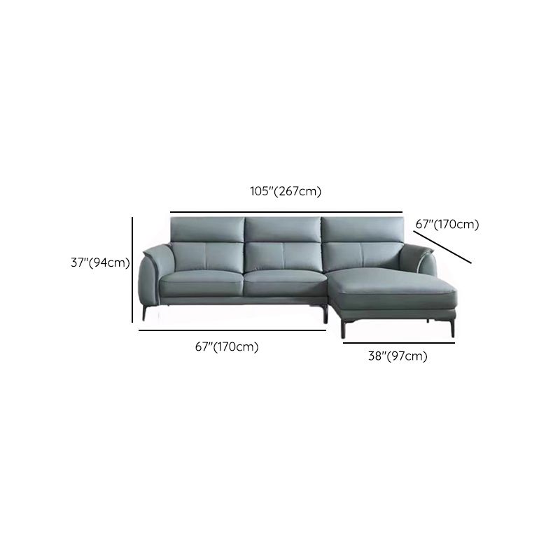 Flared Arms Sectionals Genuine Leather Sectional Sofa for Living Room