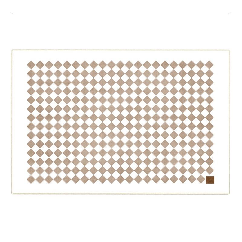 Dark Brown Rug Polyester Check Pattern Rug Stain Resistant Rug for Drawing Room