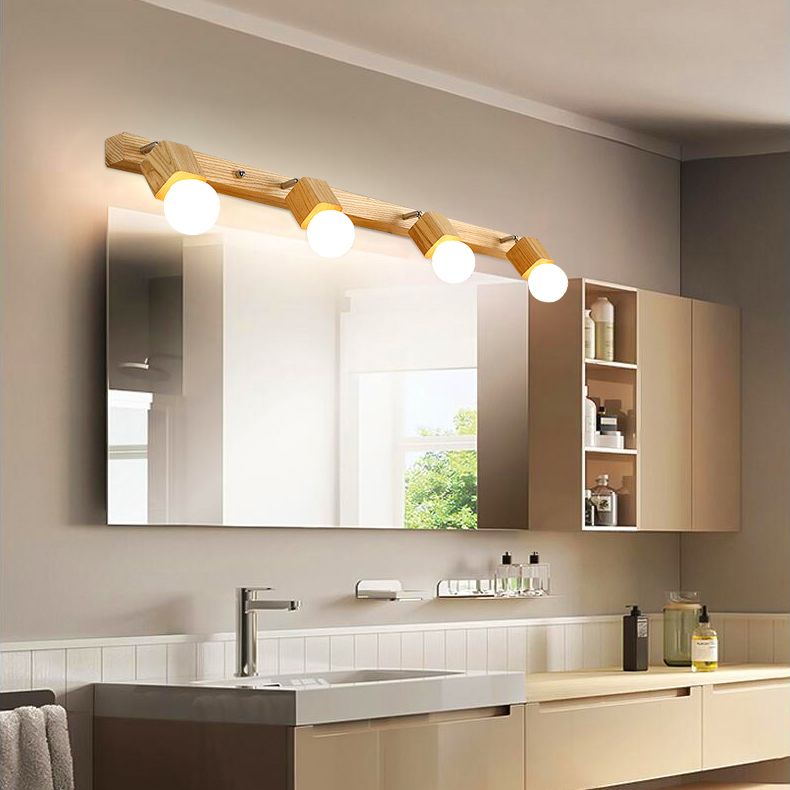 Bare Bulb Vanity Sconce Lights Ultra-modern Wood Wall Sconce Lighting for Bathroom