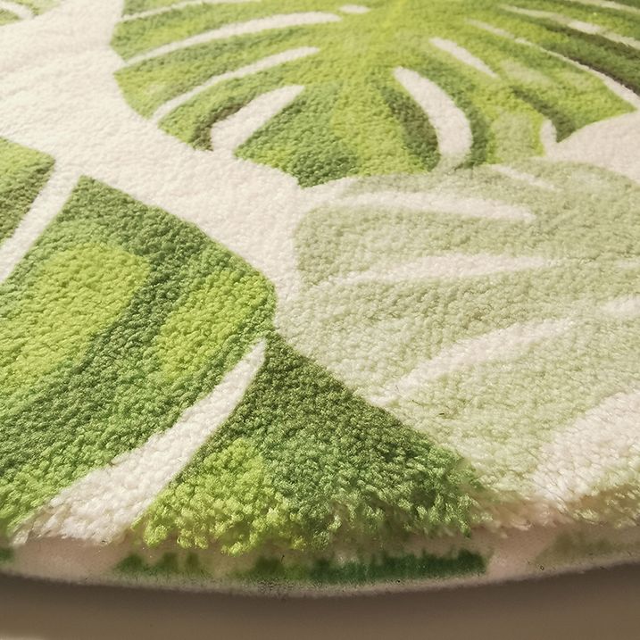 Green Tone Palm Leaves Pattern Rug Polyester Antique Carpet Stain Resistant Rug for Living Room