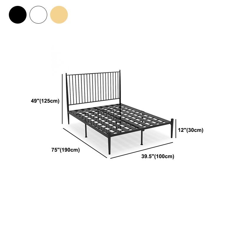 Metal Glam Slat Bed Solid Color Bed Frame with Spindle Headboard