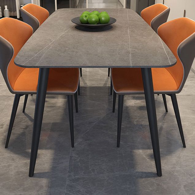 Modern Rectangle Dining Table Grey Sintered Stone Dinner Table for Dining Room