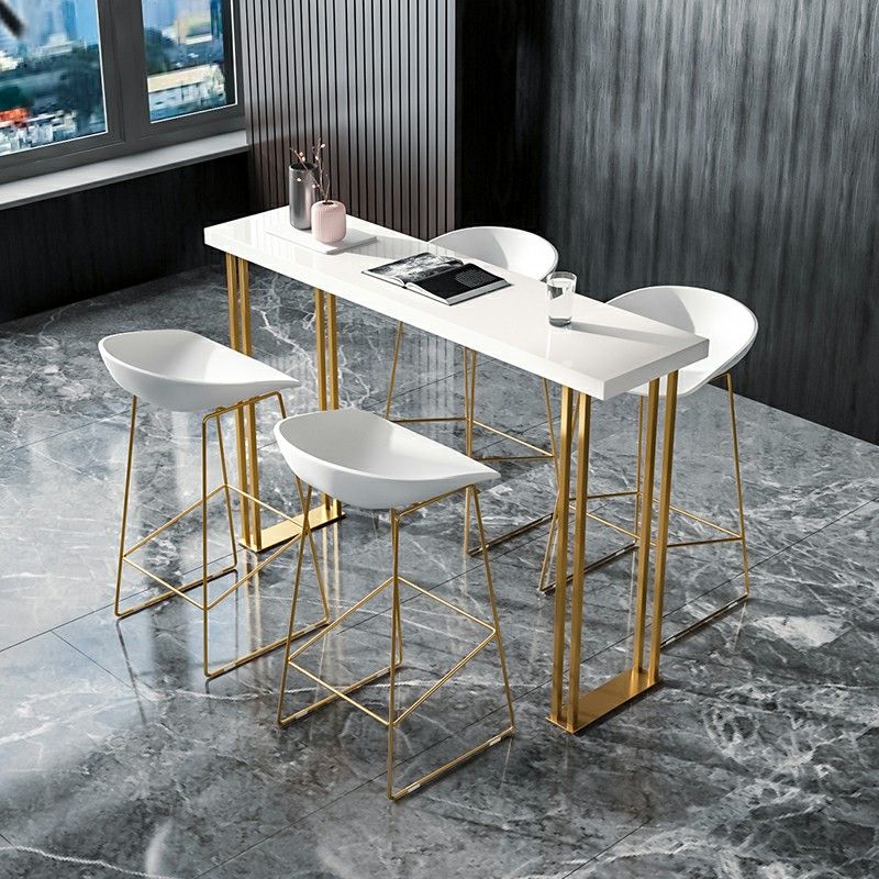 White Wood Table Rectangle Contemporary with Metal Base Cocktail Table with Base