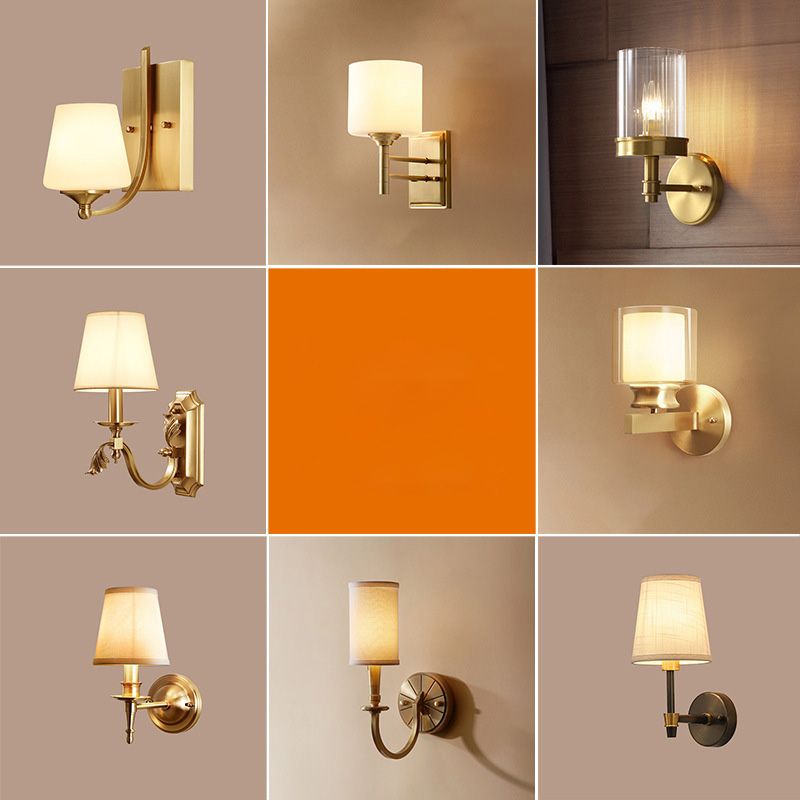 Metallic Candlestick Wall Sconce Minimalist 1 Head Wall Mounted Light in Gold for Entryway