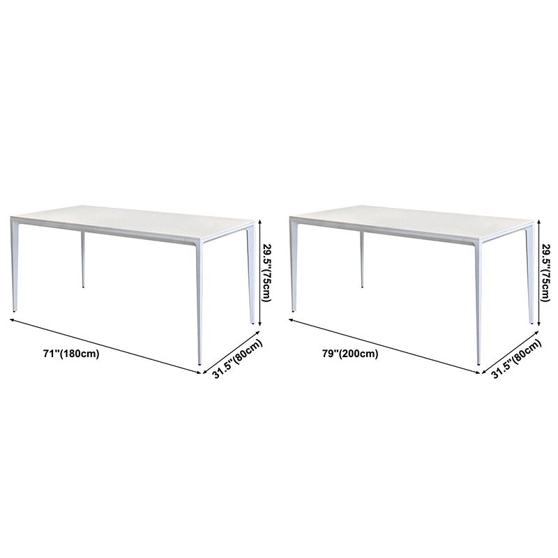Metal Contemporary Rectangular Dining Table White Sintered Stone Table with 4 Legs