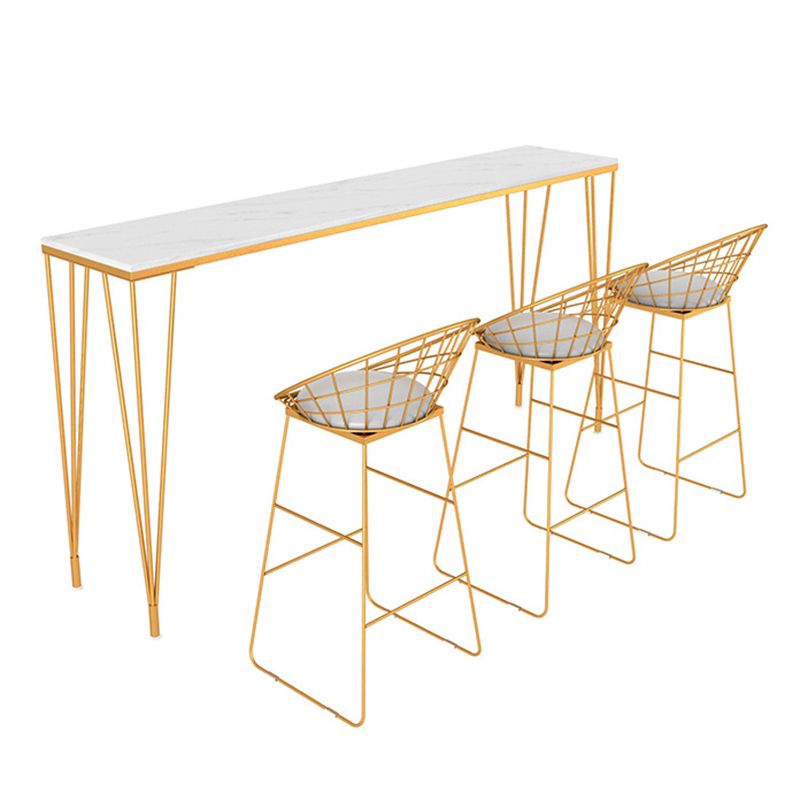 Modern White Wooden Bar Table Rectangle Dining Table with 4 Legs