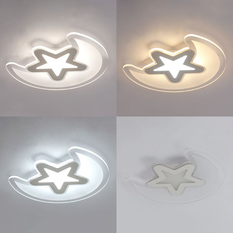 Mond- und Stern-Unterputzleuchte, minimalistische Acryl-LED-Deckenleuchte in Weiß