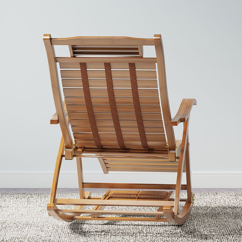 Mid-Century Modern Rocking Chair Bamboo Upholstered Tufted Solid Color Porch Rocking Chair