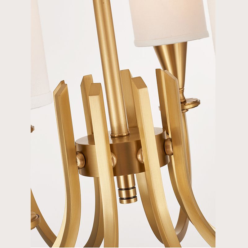 Brass American Traditional Style Chandelier Cylindrical Fabric Shade Dining Room Lighting Ayémordage avec chaîne de suspension réglable de 19,6 "