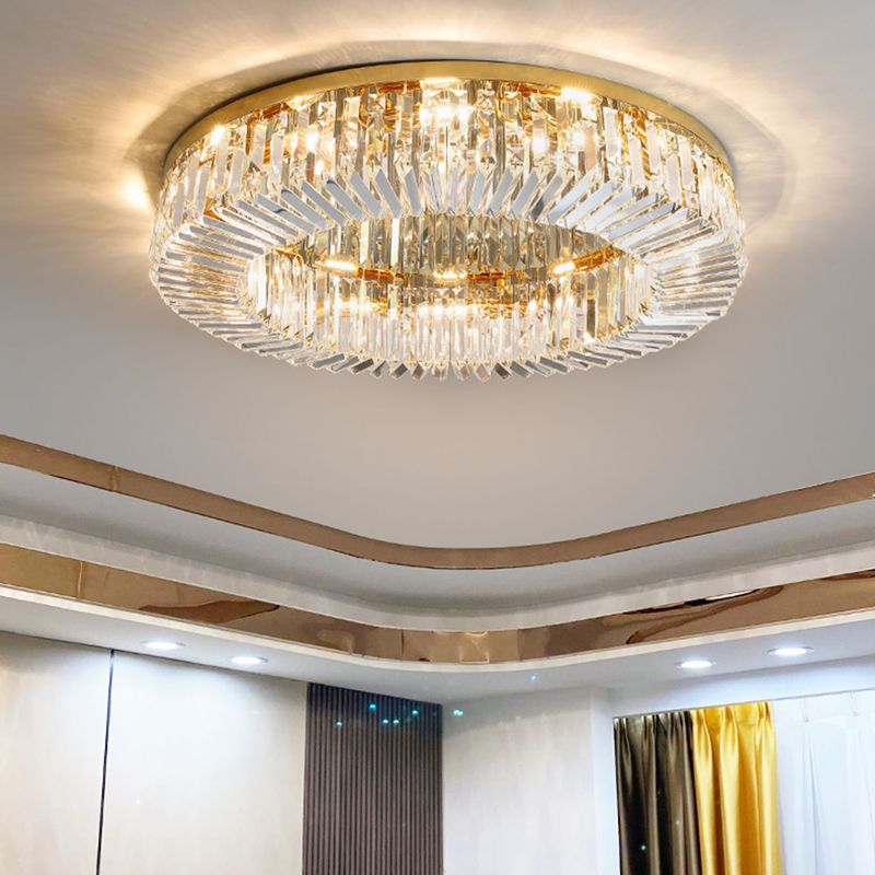 Household Ceiling Lamp Minimalist Flush Mount Light Fixture with Crystal Shade for Bedroom