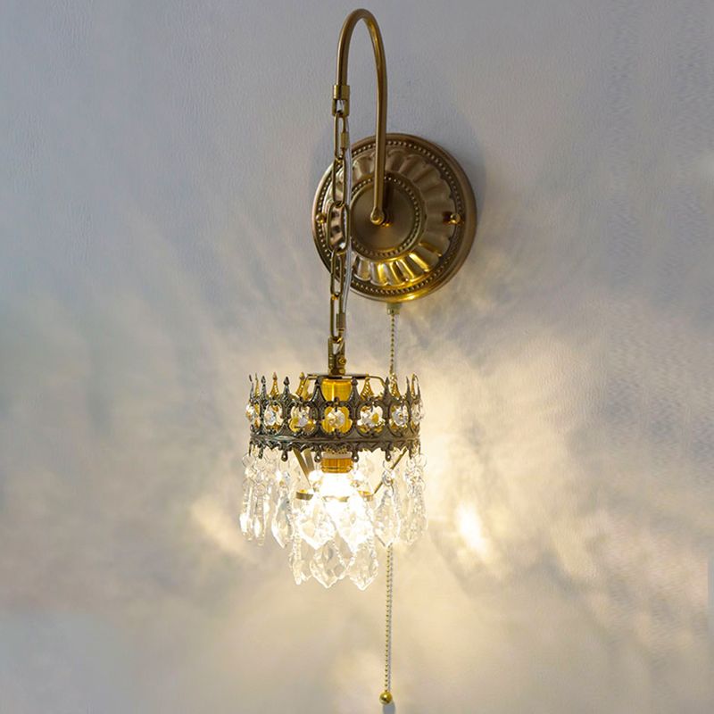 Unique Shape Crystal Wall Lighting Modern Style 1 Light Wall Mounted Light in Brass