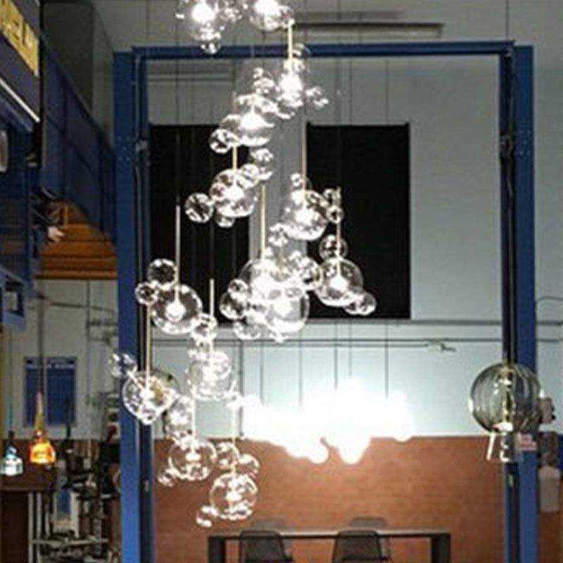 1 pendentif en forme de globe léger avec un luminaire d'éclairage de suspension moderne en verre transparent