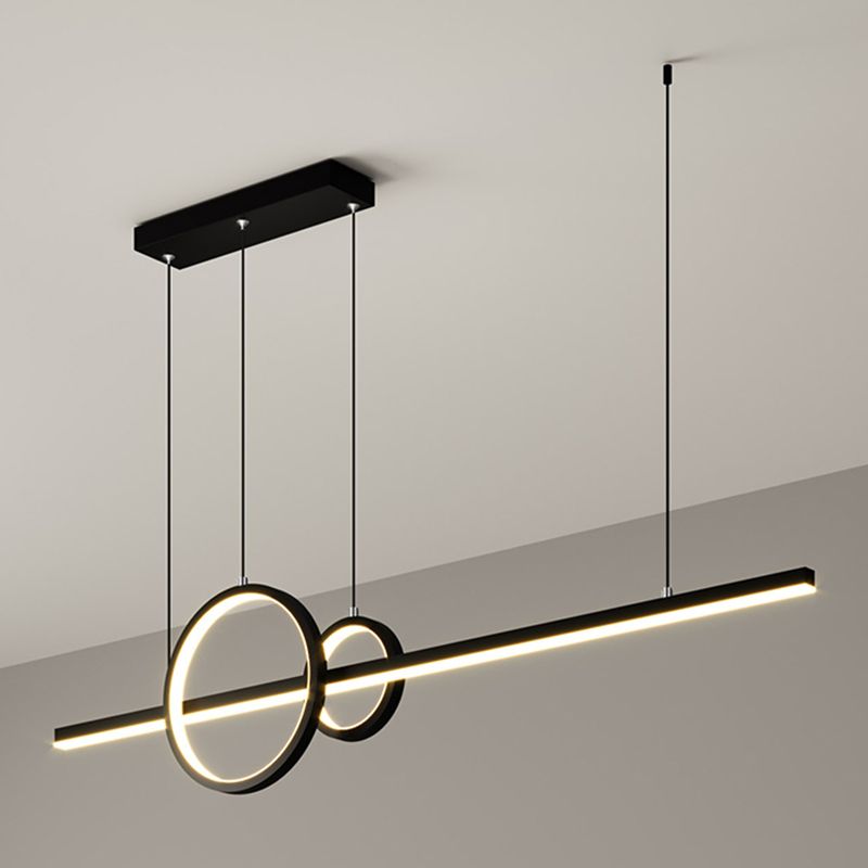 Contemporary Island Light Geometric Metal 3 Light Island Lights in Black