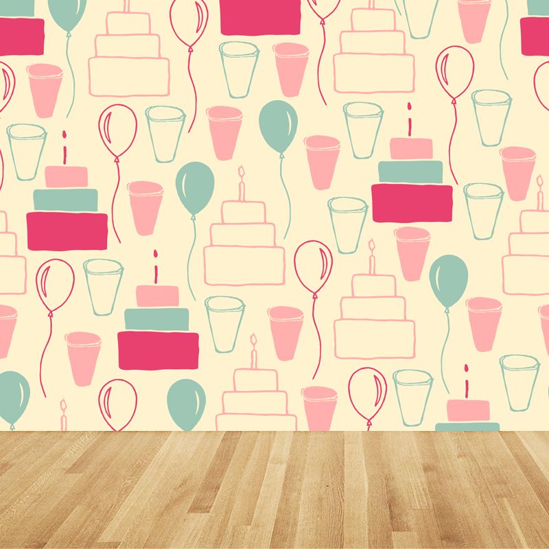 Mixed Pattern Wallpaper Mural Cartoon Non-Woven Fabric Wall Art for Boys Bedroom