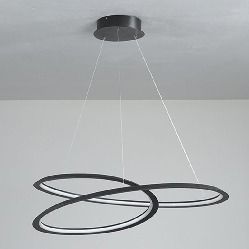 Modern Simplicity LED Chandelier Wrought Iron Linear Pendant Light with Acrylic Shade