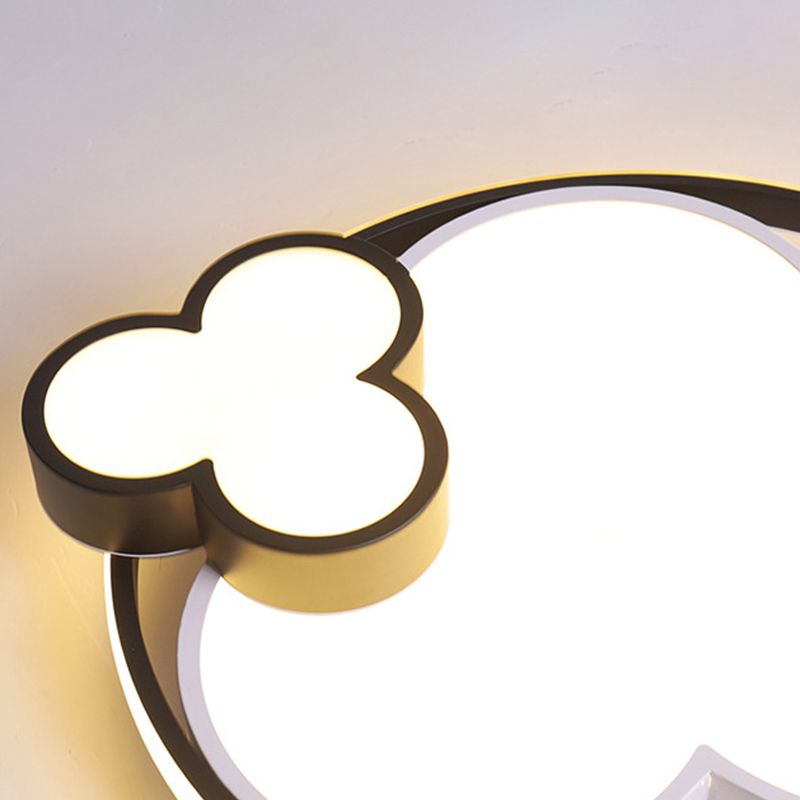 Modern Plum Shaped Flush Light Acrylic Bedroom LED Ceiling Mount Light in Black-White