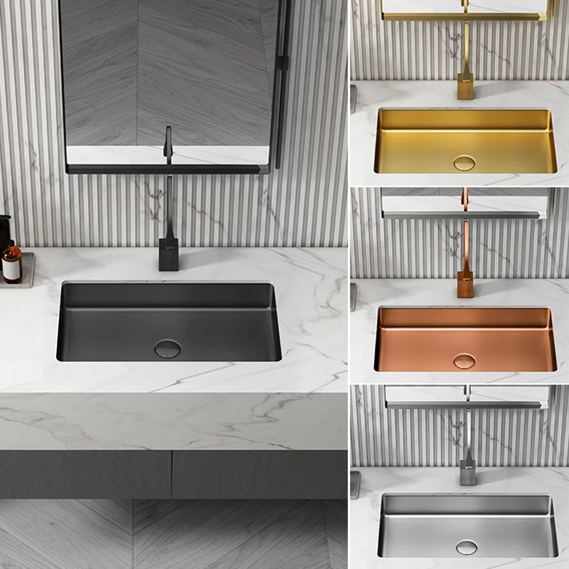 Modern Bathroom Sink Rectangular Metal Drop-in Bathroom Sink with Pop-Up Drain
