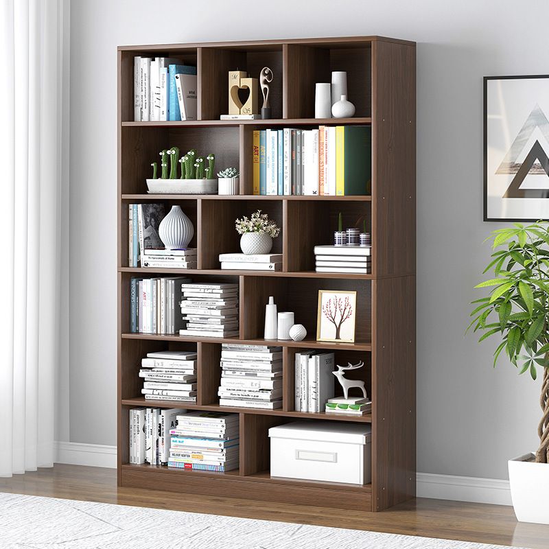 Modern Standard Book Shelf 70.47" H Closed Back Wooden Case in Matte Finish