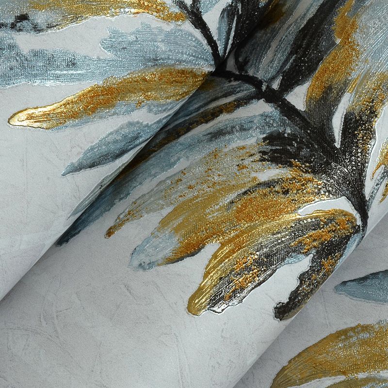 Modernist Fern Leaf Wallpaper Roll Blue-Grey Plant Wall Decoration for Living Room