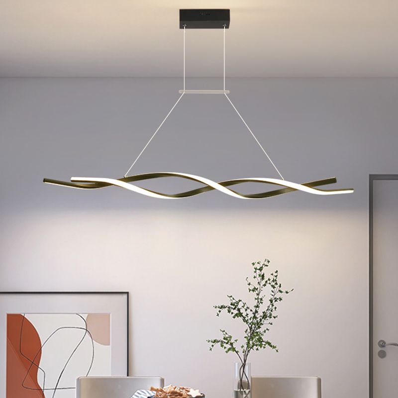 Modern Metal Island Light armatuur Lineair Restaurant Hanglamp met 2-head met acrylschaduw