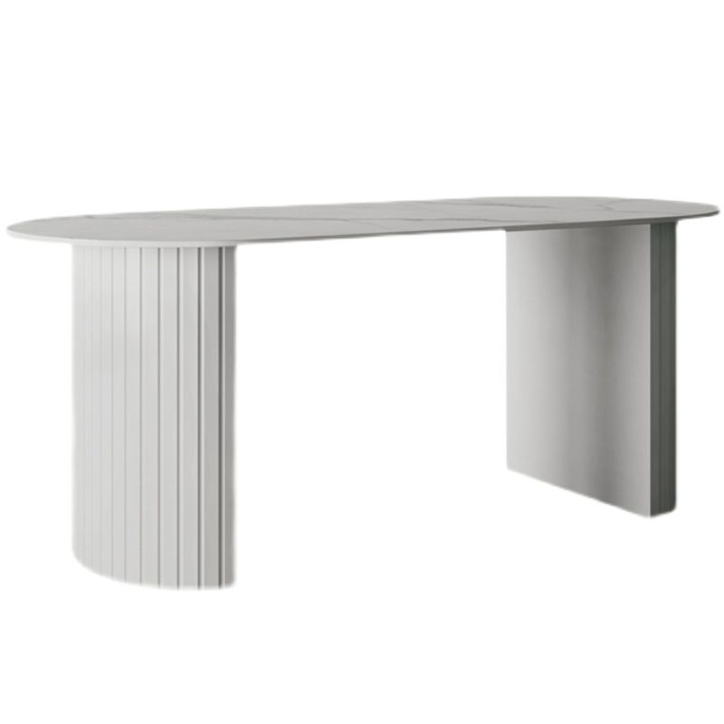 Metal Modern Oval Dining Table White Sintered Stone Table for Dining Room and Kitchen