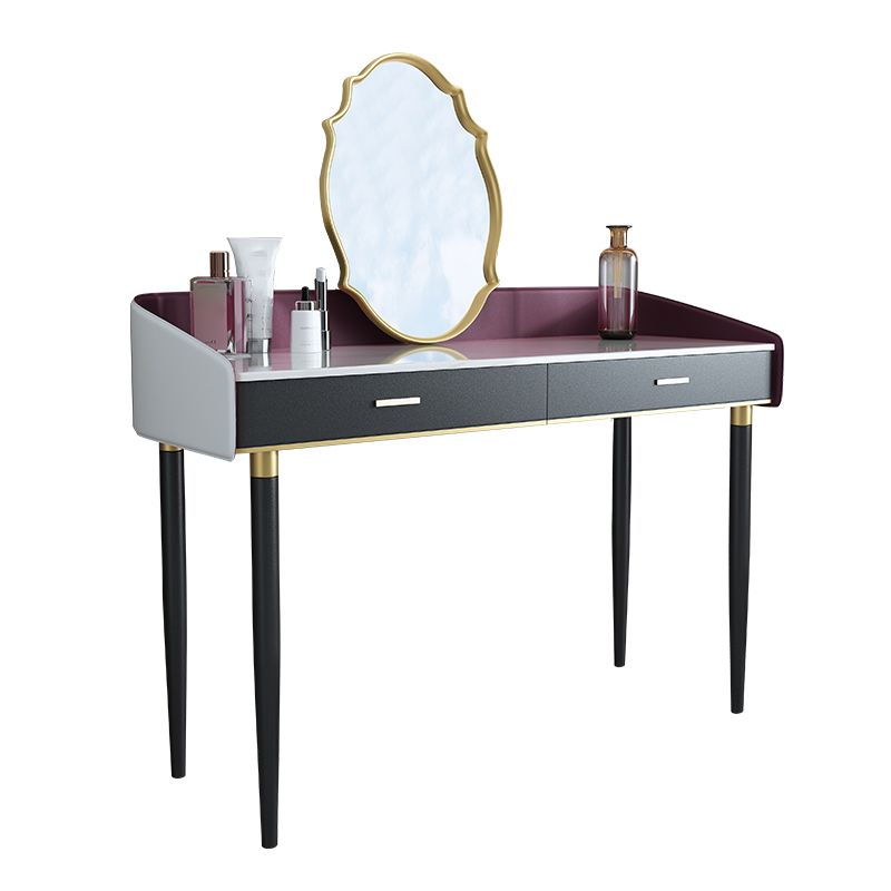 Solid Wood Vanity Luxurious Stone Top Dressing Table in Purple