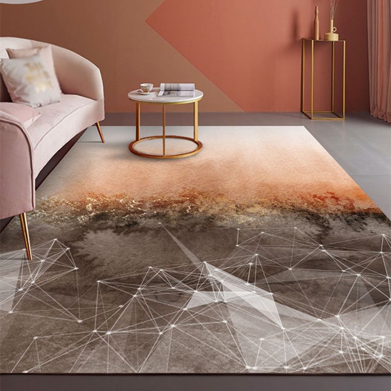 Grauer, minimalistischer Teppich, Polyester-Aquarell-Teppich, blühender Teppich, rutschfeste Rückseite, Innenteppich für Wohnzimmer