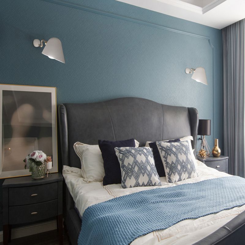 Wide Flare Metal Sconce Modernist 1 Head White Wall Mounted Lamp with Rotating Node