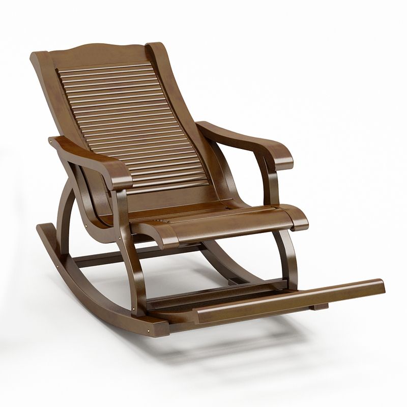 Traditional Rocking Chair Rubber Wood Trapezoidal Back Solid Color Indoor Rocking Chair