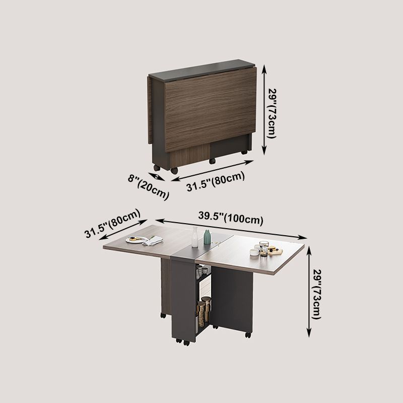 39.4''L Rectangle Mid-Century Modern Dining Table Drop-Leaf Table for Home (only table)