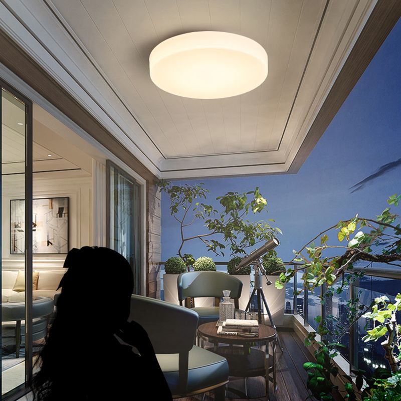 Round Shape Ceiling Lamp Modern Simple Style Iron 1 Light Flush Mount with Glass Lampshade for Aisle