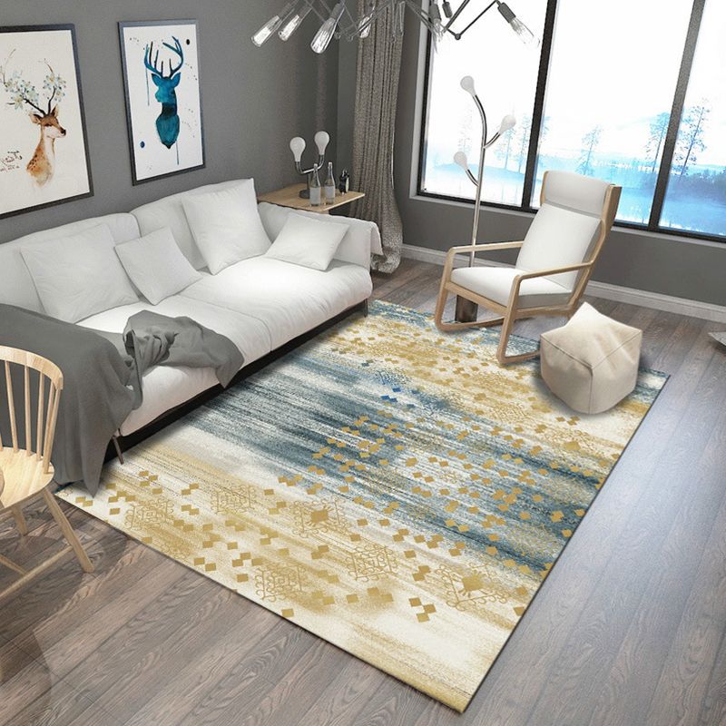 Casual Modern Rug in Brown and Blue Abstract Pattern Rug Polyester Stain-Resistant Carpet for Home Decoration