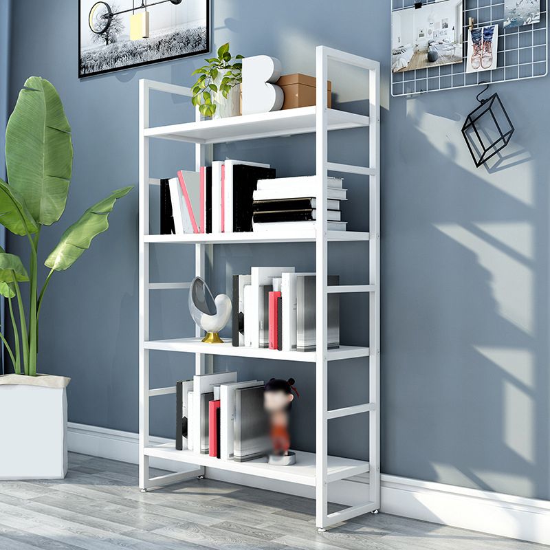 3/4/5-Shelf Iron Etagere Bookshelf Black and White Vertical Bookcase for Living Room