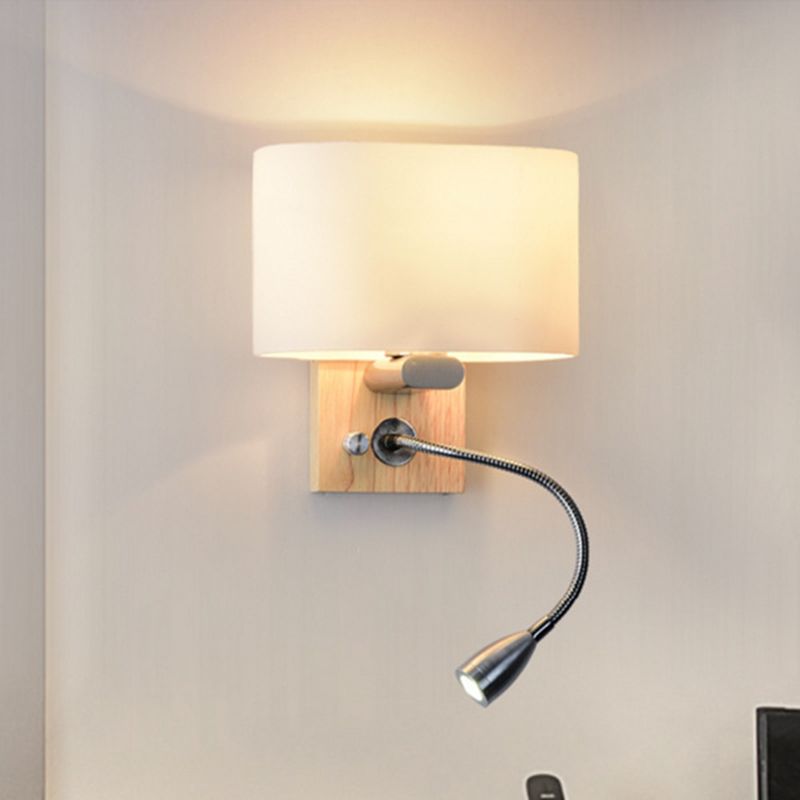 Oval Wall Sconce Lighting Modern Style Wood 2 Lights Wall Mounted Light