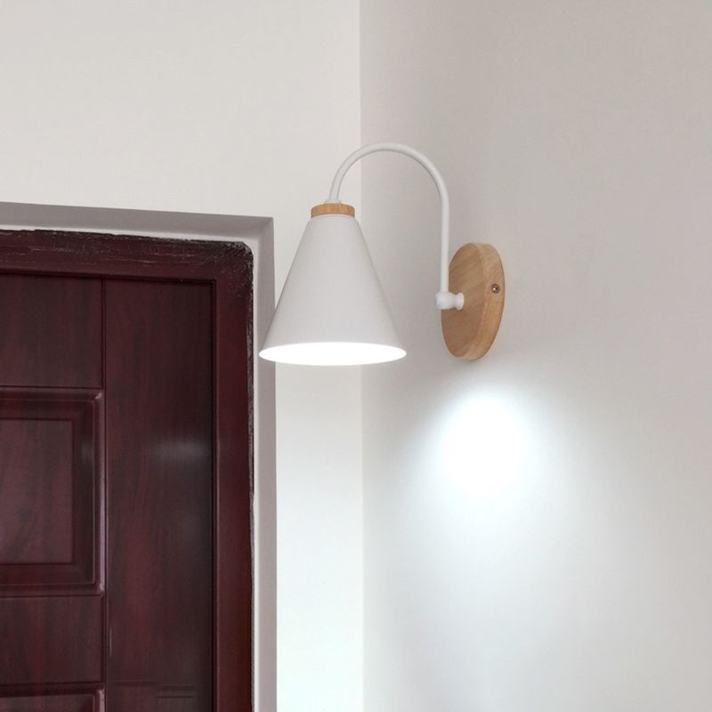 Industrial Wall Lamp Cone Shade Metal 1 Light Sconces for Bedroom