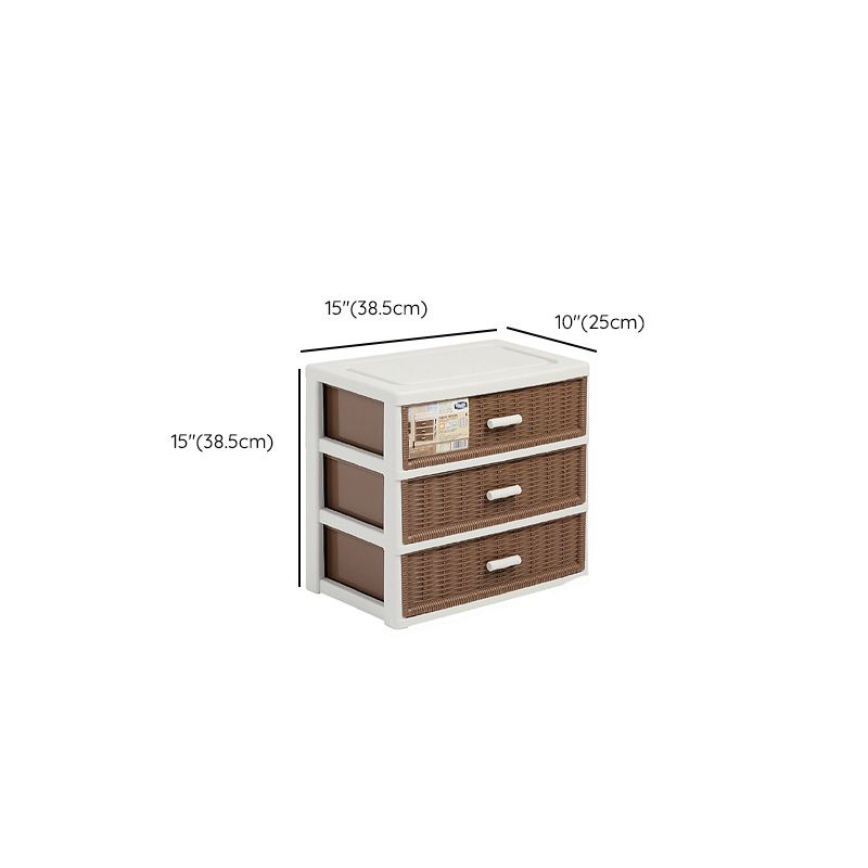 Contemporary Brown Plastic Vertical Kids Nightstand with 2/3/4/5/6 Drawers