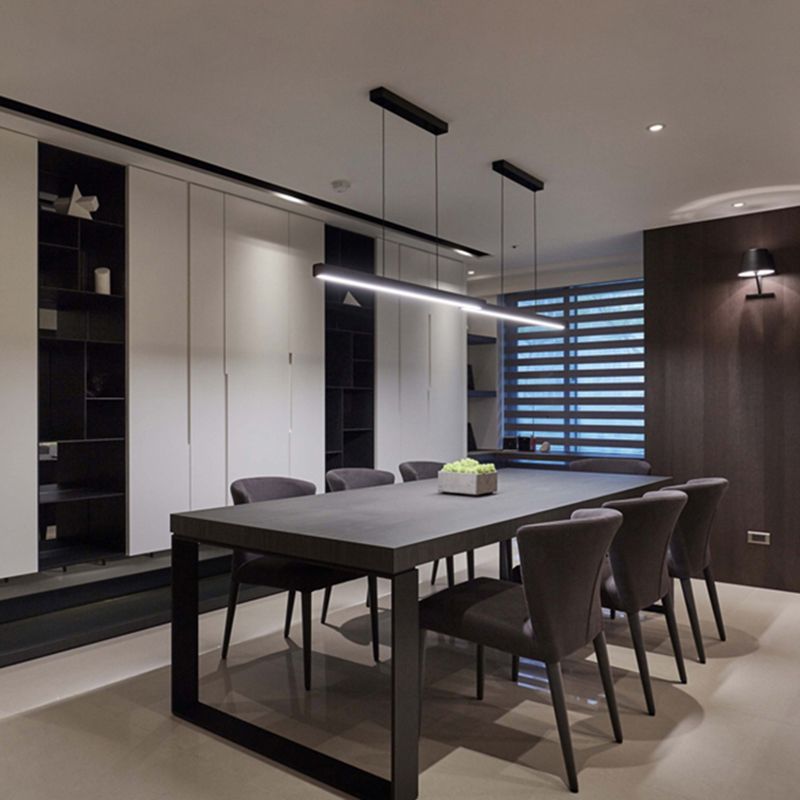 Candelier de techo LED moderno comedor nórdico Luz colgante lineal larga