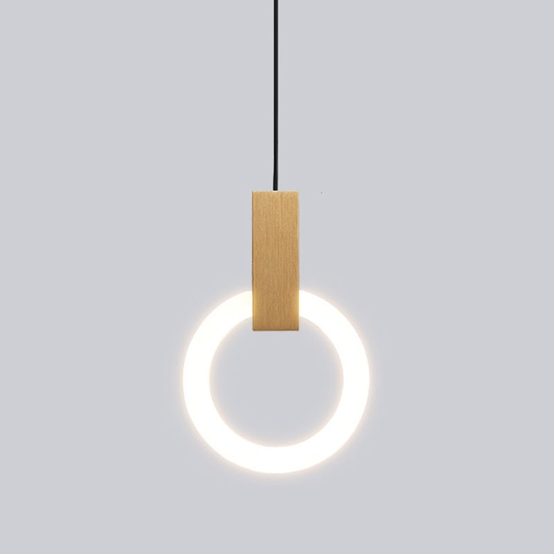 Modern Style Circle Shape Hanging Lights Metal Hanging Light Fixtures in Gold