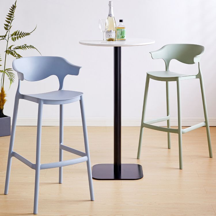 Scandinavia Style Bar-stool Plastic Legs Square Seat Barstool with Low Back for Kitchen