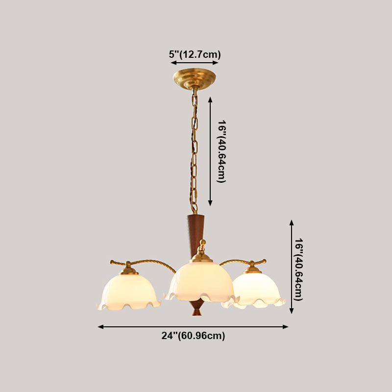 Wood Japanese Style Chandelier Gold Hanging Light with Metal for Restaurant