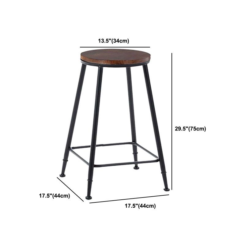 Contemporary Metal Barstool Wood Counter Stool in Matte Finish for Indoor