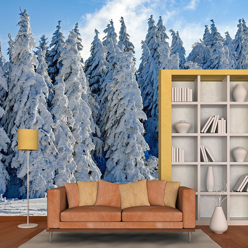 Contemporary Conifers Trees Landscape Home Mural Mildew Resistant Wall Decor for Bedroom